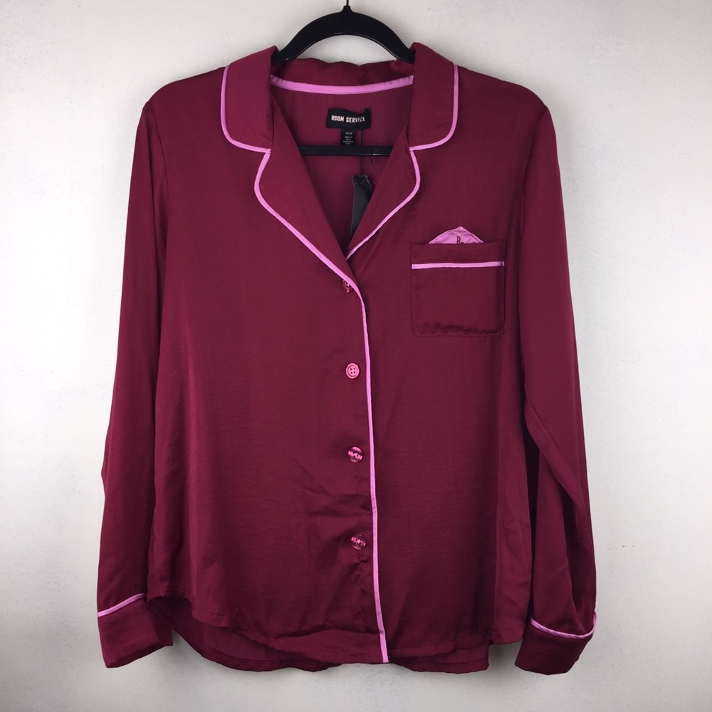 Room Service Red Pink Soft Sleepwear Lounge Top